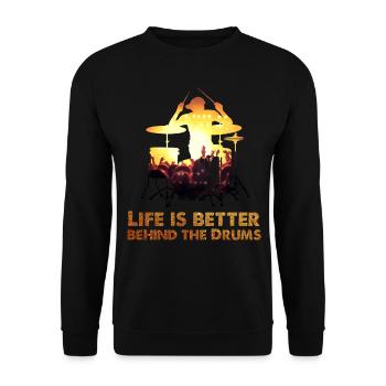 Batteur batteur batterie la vie est meilleure - Sweat-shirt Unisexe - noir - Devant - Alina (178cm) & Michal (187cm)