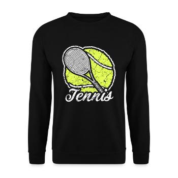 Raquette de tennis avec balle de tennis - Sweat-shirt Unisexe - noir - Devant - Alina (178cm) & Michal (187cm)