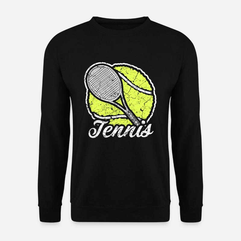 Tennis Schläger mit Tennis Ball Sport - Unisex Pullover - Schwarz