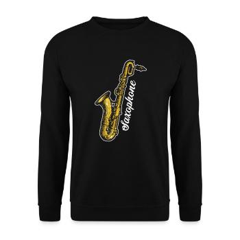Saxophone Saxophone Jazz Blues Soul America Retro - Sweat-shirt Unisexe - noir - Devant - Alina (178cm) & Michal (187cm)