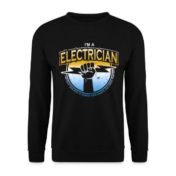 Ich bin Elektriker - Unisex Pullover - Schwarz - Vorne - Alina (178cm) & Michal (187cm)