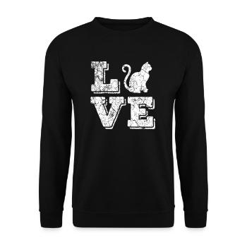 Katze - Unisex Pullover - Schwarz - Vorne - Alina (178cm) & Michal (187cm)