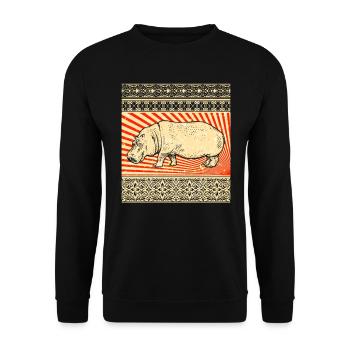 Hippo Hippopotamus Hippo - Unisex Sweatshirt - black - Front - Alina (178cm) & Michal (187cm)