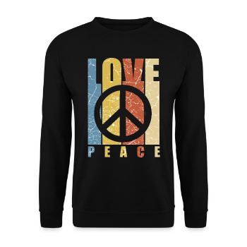 Peace-Zeichen Hippie Toleranz Friede - Unisex Pullover - Schwarz - Vorne - Alina (178cm) & Michal (187cm)