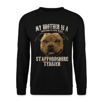 Chiot chien Staffordshire Terrier - Sweat-shirt Unisexe - noir - Devant - Alina (178cm) & Michal (187cm)