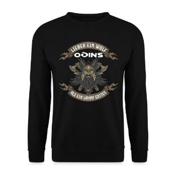 Lieber Ein Wolf Odins Als Ein Lamm Gottes Wikinge - Unisex Pullover - Schwarz - Vorne - Alina (178cm) & Michal (187cm)