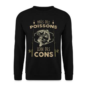 Fisherman fishing for fish humor - Unisex Sweatshirt - black - Front - Alina (178cm) & Michal (187cm)