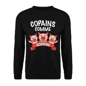 Copains comme cochon cadeau meilleurs potes - Sweat-shirt Unisexe - noir - Devant - Alina (178cm) & Michal (187cm)
