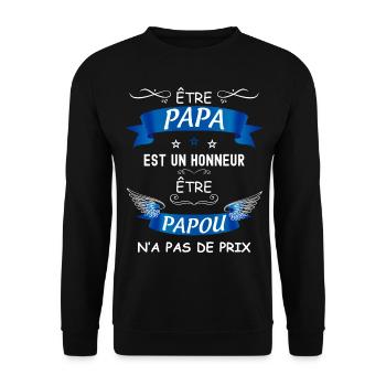 Papa d'amour papou d'amour - Sweat-shirt Unisexe - noir - Devant - Alina (178cm) & Michal (187cm)