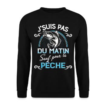 Sauf Pour La Pêche Citation Papa Pêcheur - Sweat-shirt Unisexe - noir - Devant - Alina (178cm) & Michal (187cm)