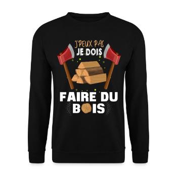 Bois Humour métier Du Bois Bûcheron - Sweat-shirt Unisexe - noir - Devant - Alina (178cm) & Michal (187cm)