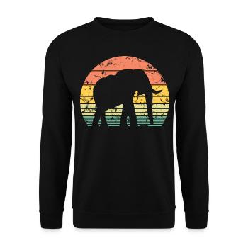 Elephant Retro Silhouette Wildlife Elephant Lover - Unisex Sweatshirt - black - Front - Alina (178cm) & Michal (187cm)