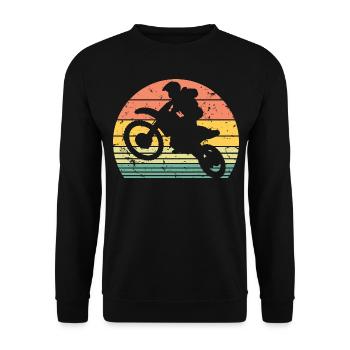 Retro Motocross Dirt Bike Rider Enduro Motor Bike - Unisex Sweatshirt - black - Front - Alina (178cm) & Michal (187cm)