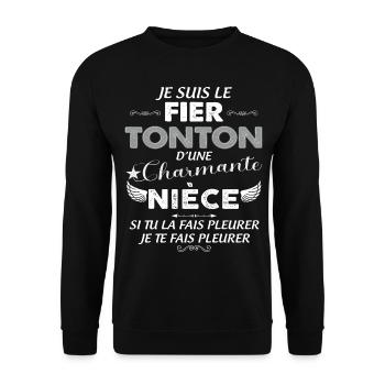 Uncle of charming niece humor man - Unisex Sweatshirt - black - Front - Alina (178cm) & Michal (187cm)
