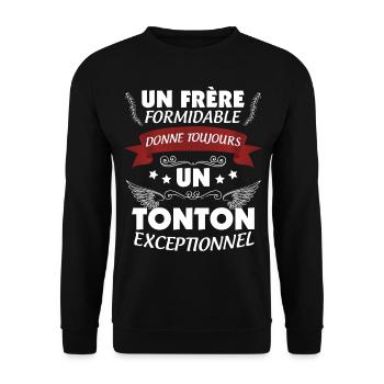 Tonton exceptionnel Frère Formidable Cadeau - Sweat-shirt Unisexe - noir - Devant - Alina (178cm) & Michal (187cm)
