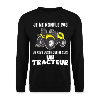 Je ne ronfle pas je suis un tracteur - Sweat-shirt Unisexe - noir - Devant - Alina (178cm) & Michal (187cm)