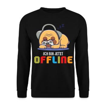 Gaming Hund Schlafshirt | schlafender Hund offline - Unisex Pullover - Schwarz - Vorne - Alina (178cm) & Michal (187cm)