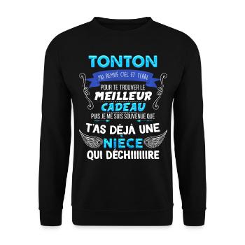 Tonton Et Nièce Qui Déchire Super Cadeau Humour - Sweat-shirt Unisexe - noir - Devant - Alina (178cm) & Michal (187cm)