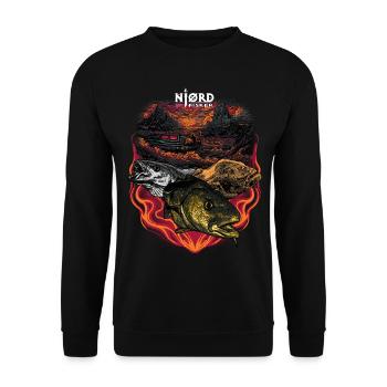 Norway Fishing - Njørd Fisker - Unisex Pullover - Schwarz - Vorne - Alina (178cm) & Michal (187cm)
