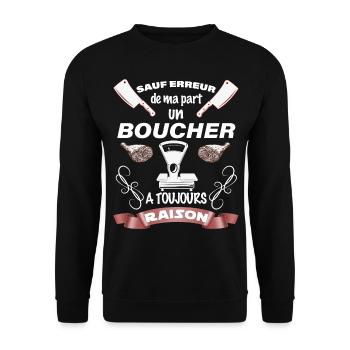Un boucher a toujours raison Cadeau Homme - Sweat-shirt Unisexe - noir - Devant - Alina (178cm) & Michal (187cm)