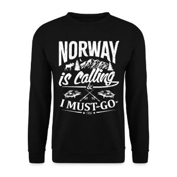 Norway is calling - Fishing - Unisex Pullover - Schwarz - Vorne - Alina (178cm) & Michal (187cm)