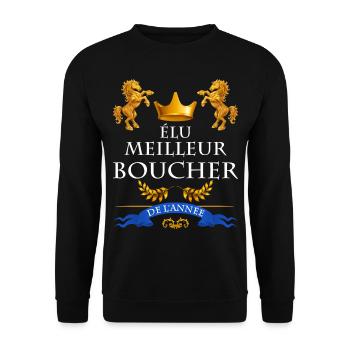 Elu meilleur boucher de l'année - Sweat-shirt Unisexe - noir - Devant - Alina (178cm) & Michal (187cm)