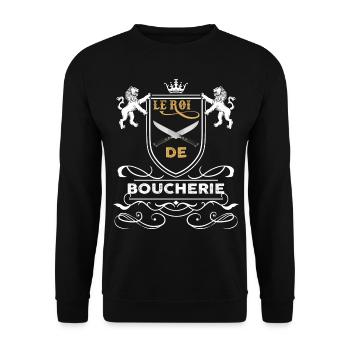 Le Roi De la Boucherie Passion Boucher Cadeau - Sweat-shirt Unisexe - noir - Devant - Alina (178cm) & Michal (187cm)