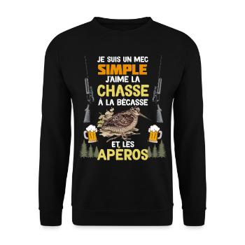 Mon Mec Aime L'Apéro Et La Chasse A La Bécasse - Sweat-shirt Unisexe - noir - Devant - Alina (178cm) & Michal (187cm)