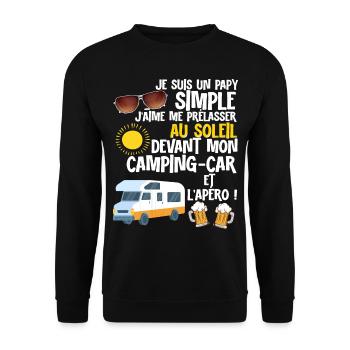 Camping-car Papy et Apéro - Sweat-shirt Unisexe - noir - Devant - Alina (178cm) & Michal (187cm)