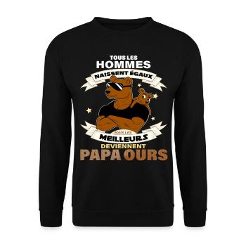 Mon Papa Ours A Du Style - Sweat-shirt Unisexe - noir - Devant - Alina (178cm) & Michal (187cm)