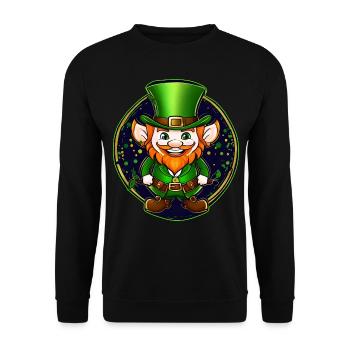 Saint Patricks Day Irish Kobold Leprechaun Wichtel - Unisex Pullover - Schwarz - Vorne - Alina (178cm) & Michal (187cm)
