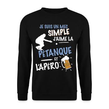 Pétanque Apéro Humour Homme Bouliste - Sweat-shirt Unisexe - noir - Devant - Alina (178cm) & Michal (187cm)
