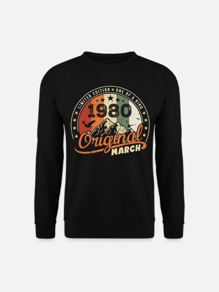 März 1980 Vintage Retro-Geburtstagsgeschenk aus den 1980er Jahren - Unisex Pullover - Schwarz