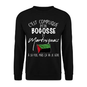 Flag Martinique Bogosse Humor Papa Et Fils - Unisex Sweatshirt - black - Front - Alina (178cm) & Michal (187cm)
