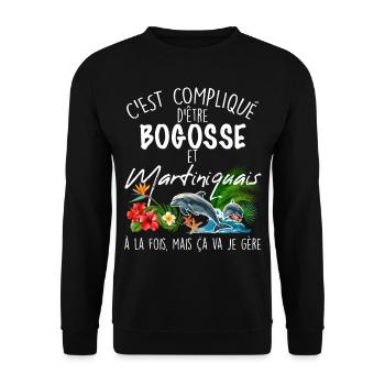 Martinique Homme Bogosse Gift Papa Tonton - Unisex Sweatshirt - black - Front - Alina (178cm) & Michal (187cm)