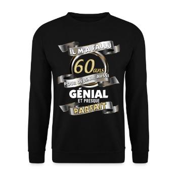 Geburtstag 60 Jahre Mann Perfekter Vater - Unisex Pullover - Schwarz - Vorne - Alina (178cm) & Michal (187cm)