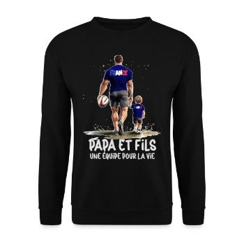Rugby Dad & Son Man & Child - Unisex Sweatshirt - black - Front - Alina (178cm) & Michal (187cm)