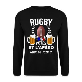 Rugby flag France pote and aperitif beer - Unisex Sweatshirt - black - Front - Alina (178cm) & Michal (187cm)