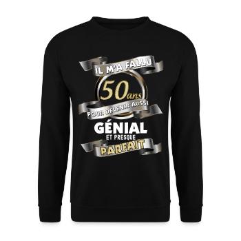 Birthday 50 Years Man Perfect Dad Uncle - Unisex Sweatshirt - black - Front - Alina (178cm) & Michal (187cm)