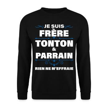 Frère Tonton Et Parrain Homme Et Filleul - Sweat-shirt Unisexe - noir - Devant - Alina (178cm) & Michal (187cm)