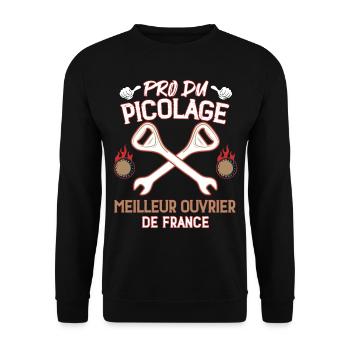 DIY Dad Beer Handyman France - Unisex Sweatshirt - black - Front - Alina (178cm) & Michal (187cm)