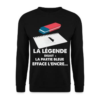 80s Vintage Humor Eraser Legend - Unisex Sweatshirt - black - Front - Alina (178cm) & Michal (187cm)