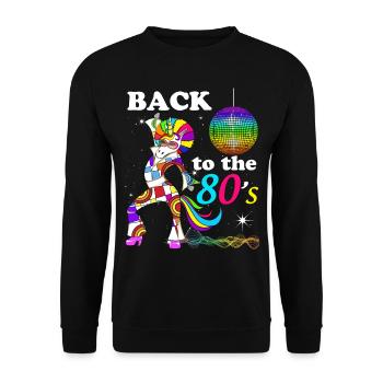 Generation 80er Jahre Vintage Einhorn - Unisex Pullover - Schwarz - Vorne - Alina (178cm) & Michal (187cm)