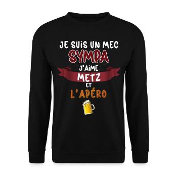 Metz Foot Homme Papa Papy Apéro Bière - Sweat-shirt Unisexe - noir - Devant - Alina (178cm) & Michal (187cm)