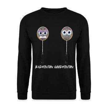 Badminton Sport Humor Schläger - Unisex Pullover - Schwarz - Vorne - Alina (178cm) & Michal (187cm)