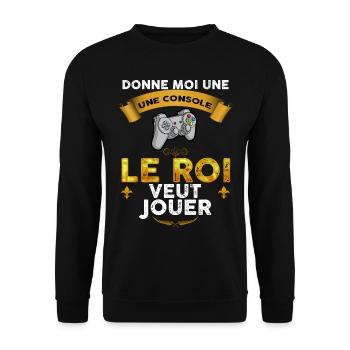 Video Games Controller The Gamer King Geek Dad - Unisex Sweatshirt - black - Front - Alina (178cm) & Michal (187cm)