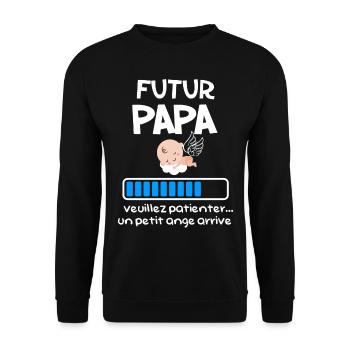 Annonce Grossesse Futur Papa 2025 Bébé - Sweat-shirt Unisexe - noir - Devant - Alina (178cm) & Michal (187cm)
