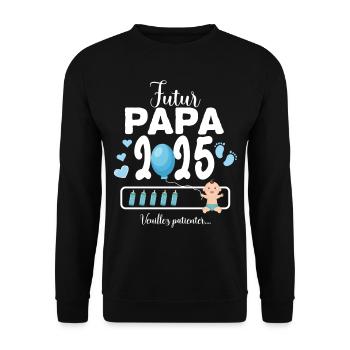 Ankündigung Schwangerschaft Papa Expectant 2025 - Unisex Pullover - Schwarz - Vorne - Alina (178cm) & Michal (187cm)