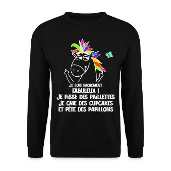 Unicorn Adult Humor Man Daddy Uncle - Unisex Sweatshirt - black - Front - Alina (178cm) & Michal (187cm)