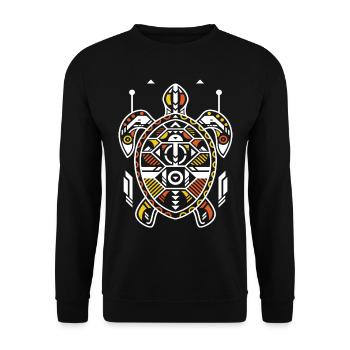 Tribal Turtle Tattoo Polynesia Tahiti - Unisex Sweatshirt - black - Front - Alina (178cm) & Michal (187cm)